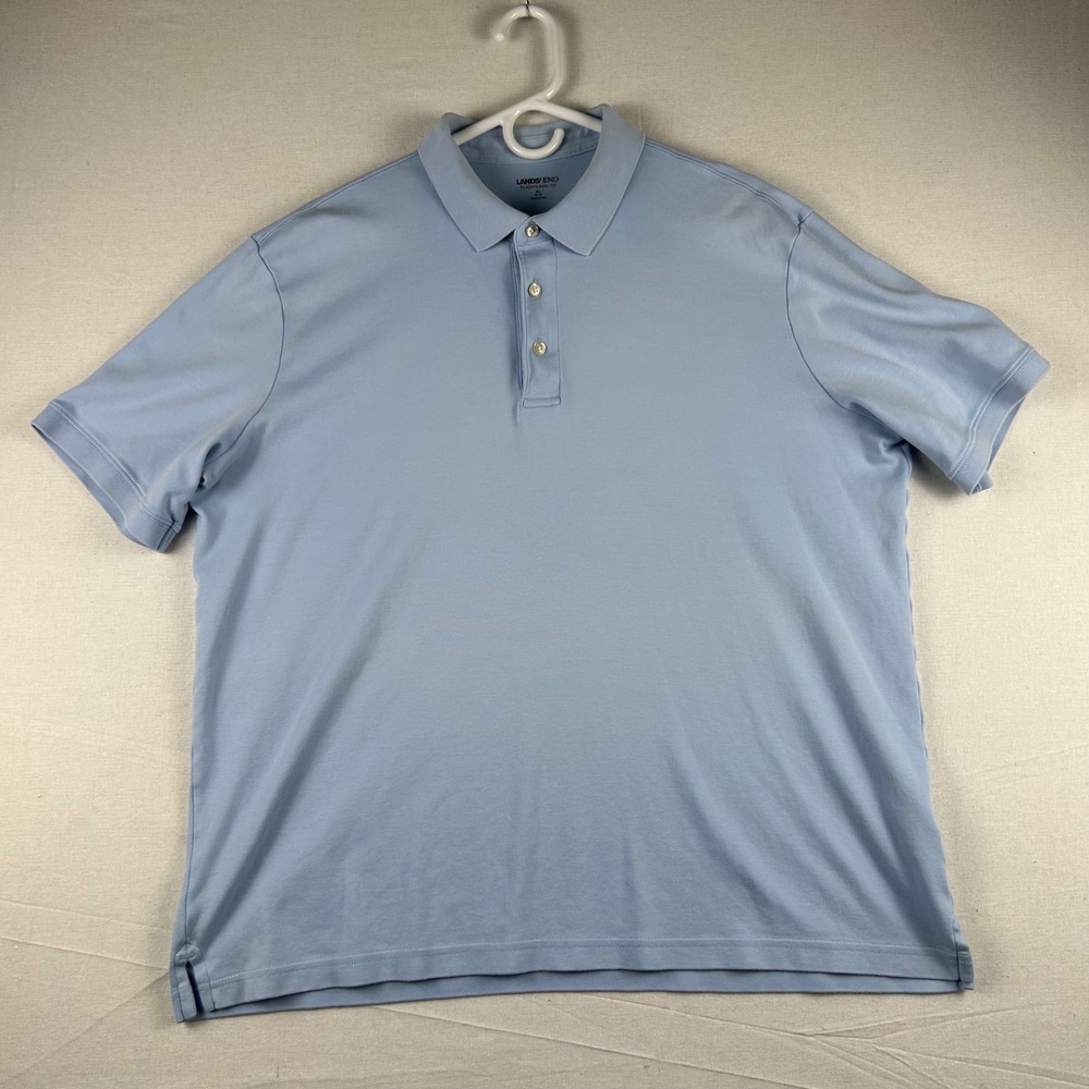 Lands End Mens XL Light Blue Supima Cotton Traditional Fit Polo Shirt